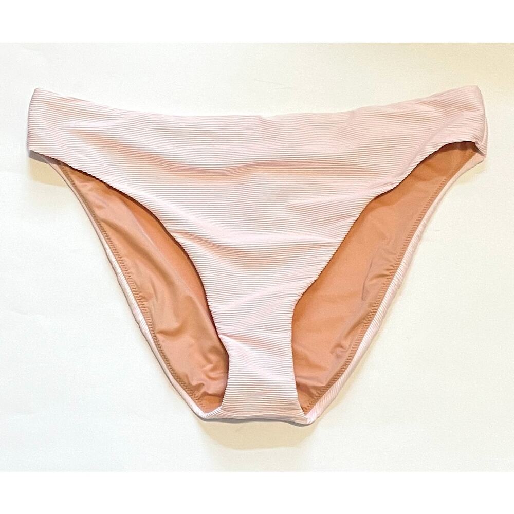 J. Crew High Leg Ribbed Bikini Swim Bottom Light Pink Size XL NEW